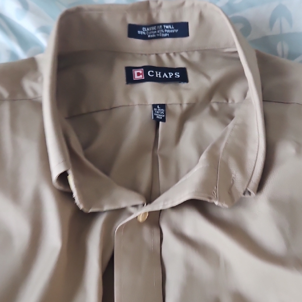 Chaps Men's Classic Beige Button Down Shirt